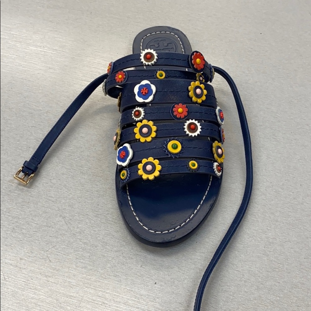 Tory Burch Navy Floral Sandals
